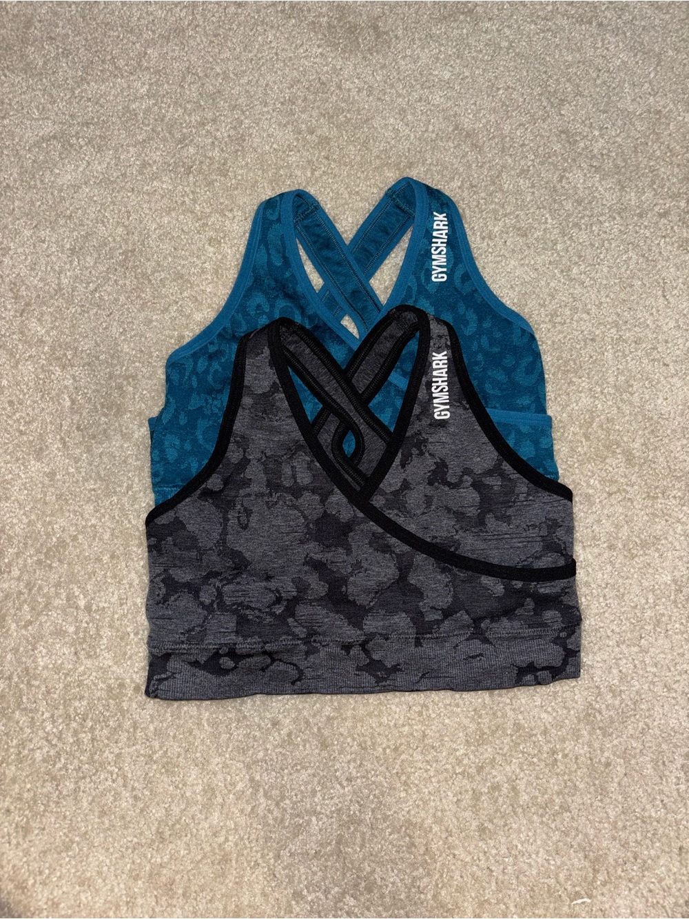 Gymshark Crisscross Seamless Sports Bra Duo - Teal & Charcoal